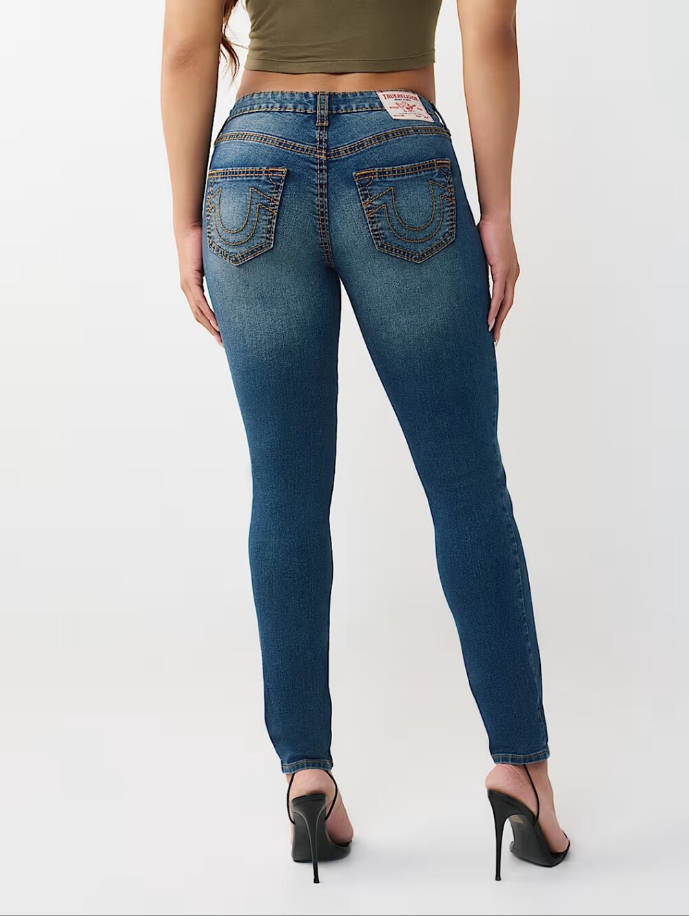TrueReligion Curvy Fit Jennie Skinny Jeans Sz 33 (Fits 12/14) Thick Stitch - Picture 4 of 12